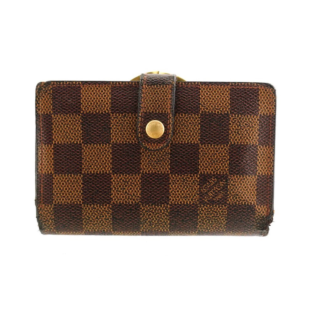 LOUIS VUITTON Damier Ebene Canvas and Leather French Kiss Compact Clutch Wallet
